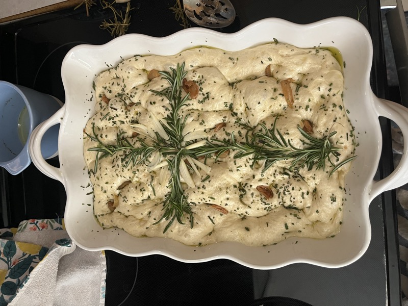 Homemade garlic focaccia